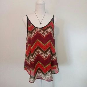 Boho tank top,  fun back cut-out, multi-colored